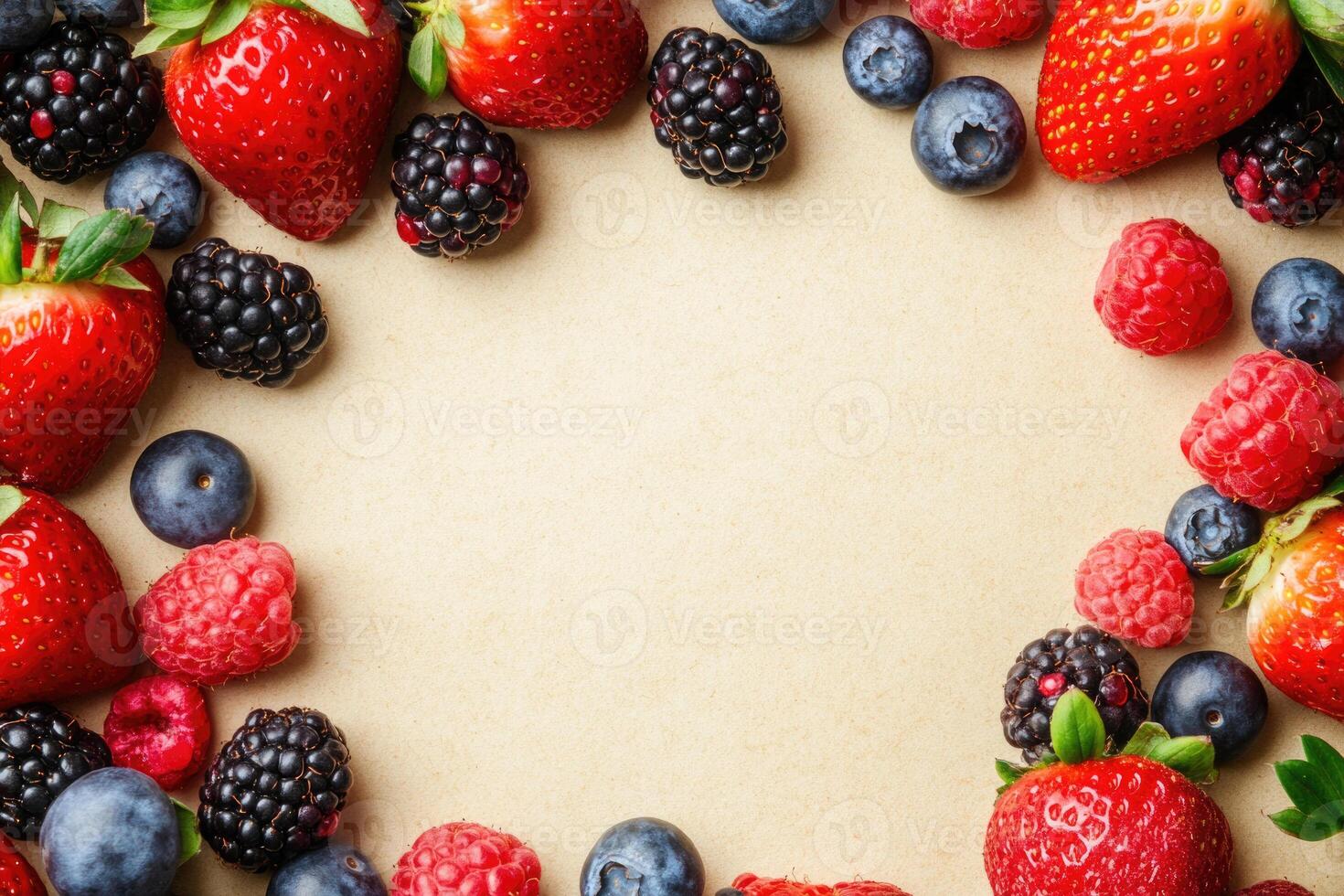 Fresh berries with blank space. photo