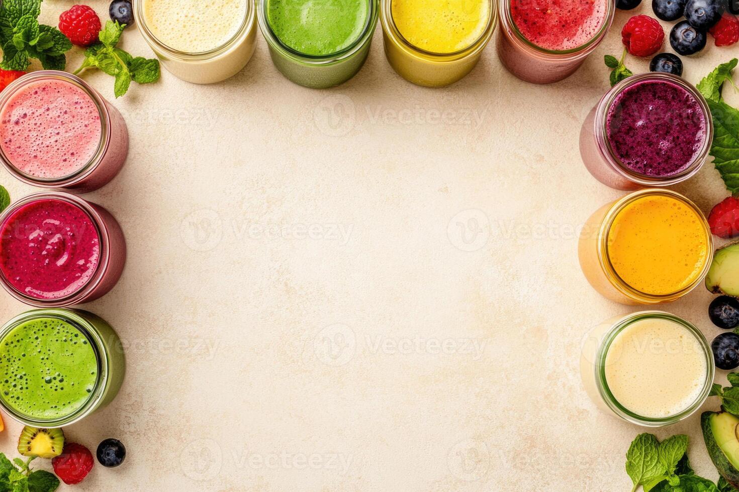 Fresh smoothies with blank space. photo