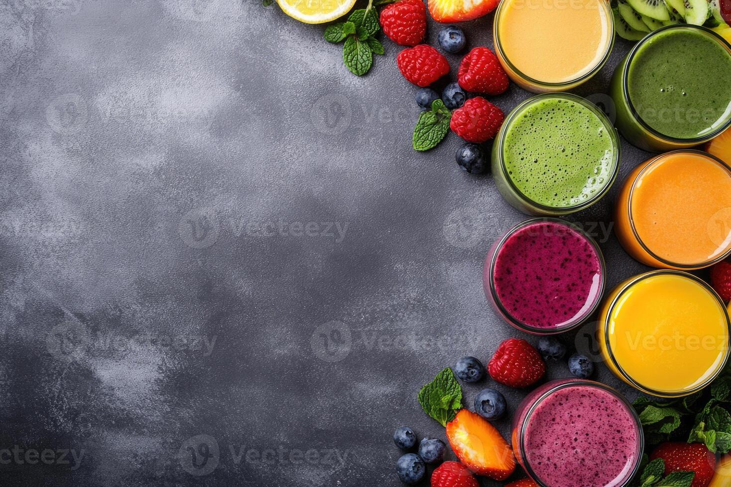 Fresh smoothies with blank space. photo