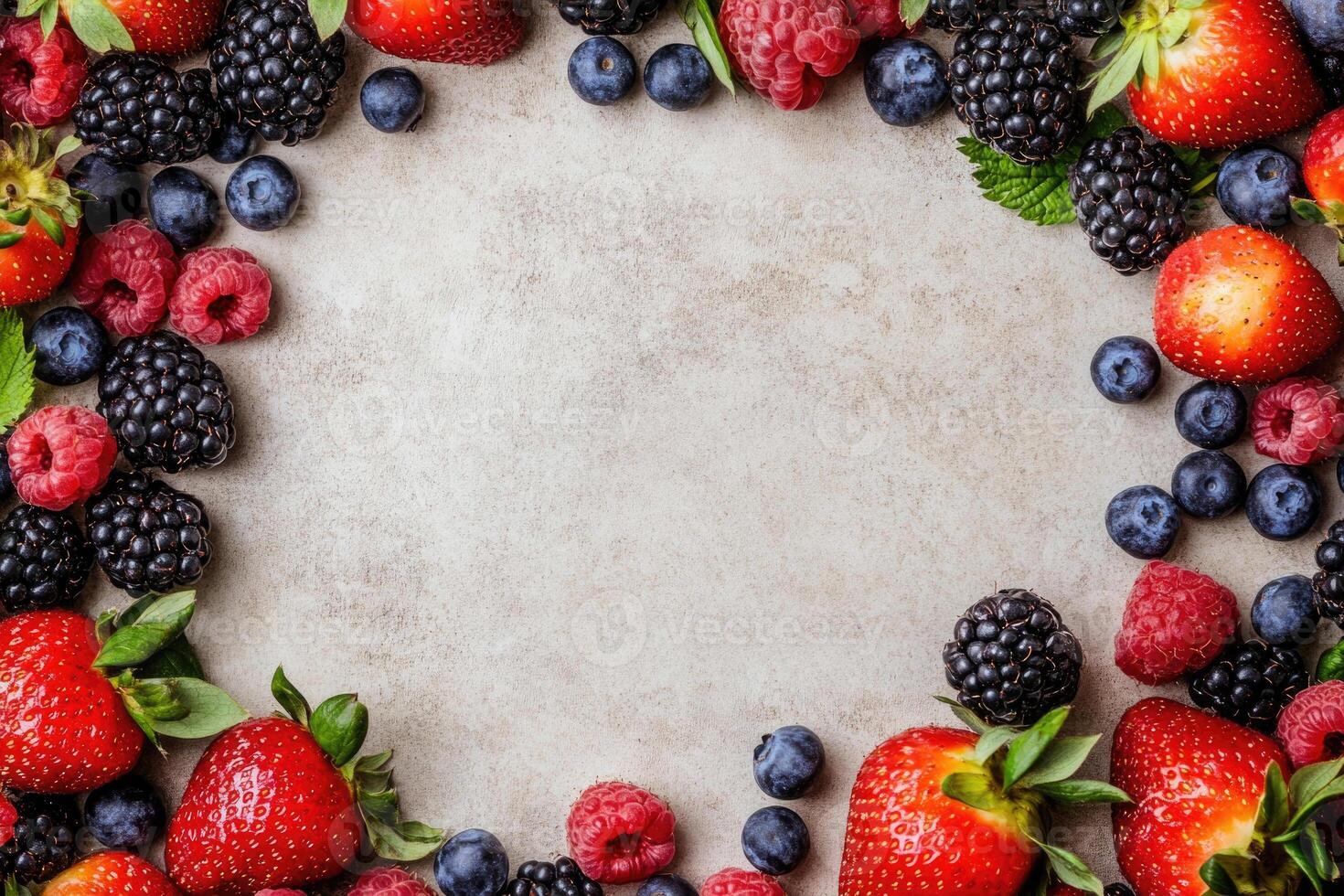 Fresh berries with blank space. photo