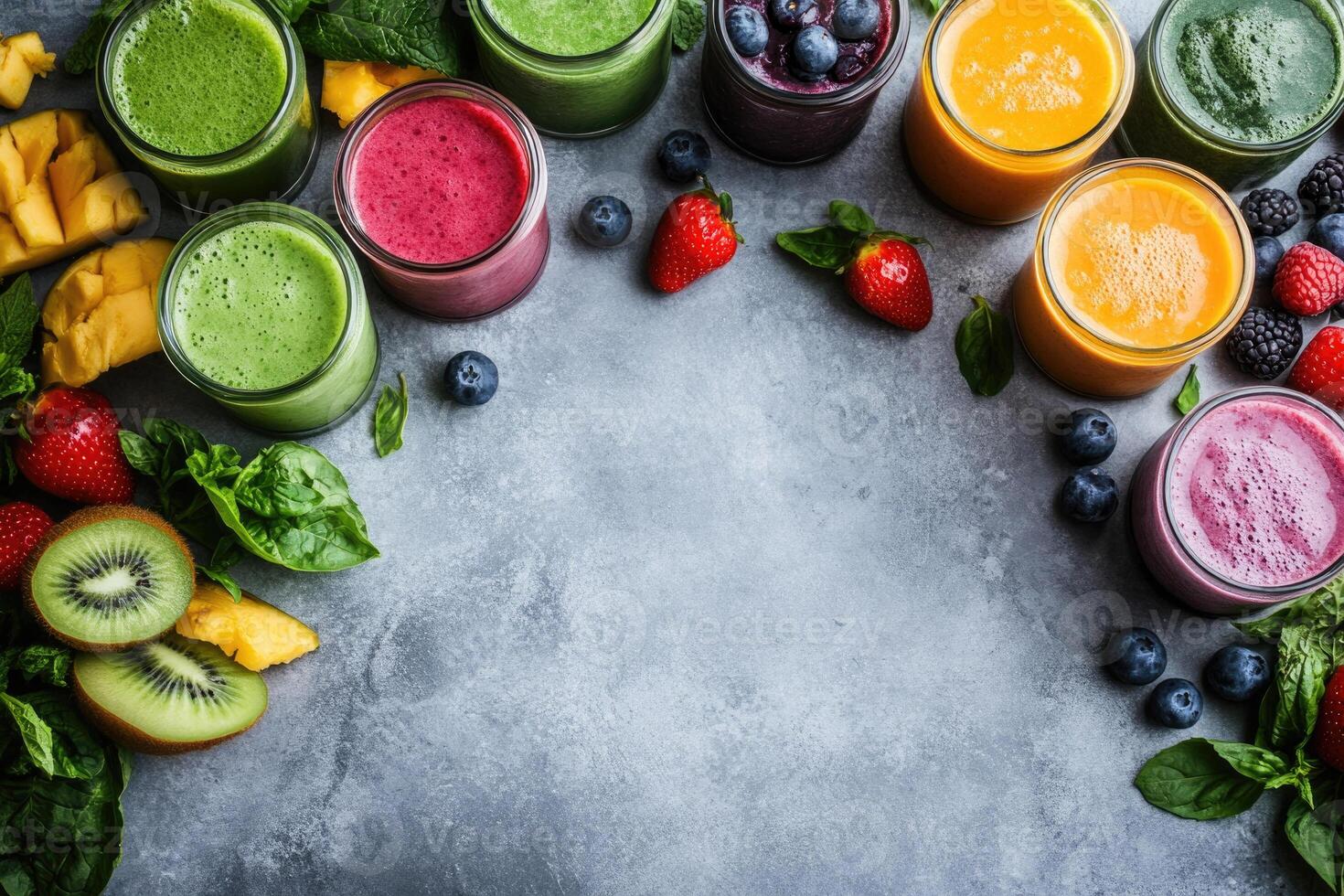 Fresh smoothies with blank space. photo