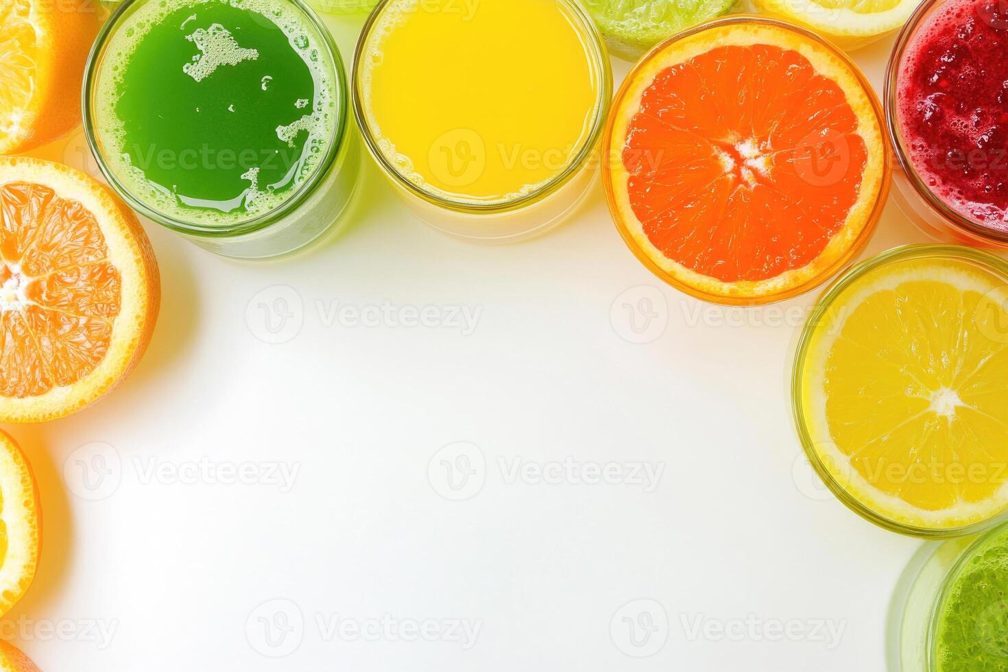Fresh juices with blank space. photo