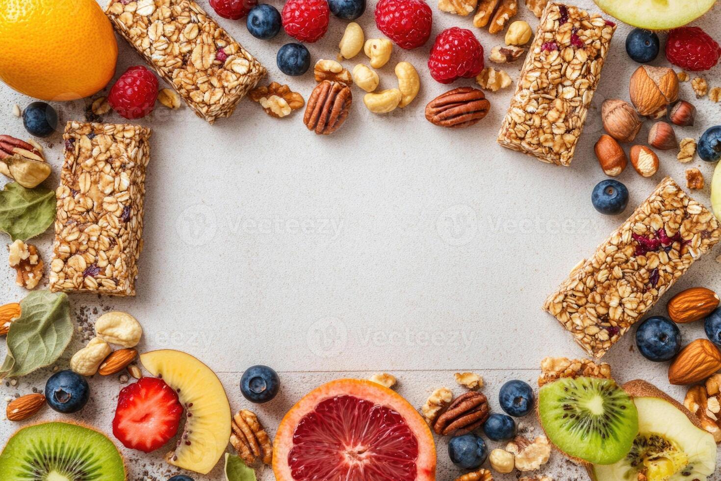 Healthy snacks with blank space. photo