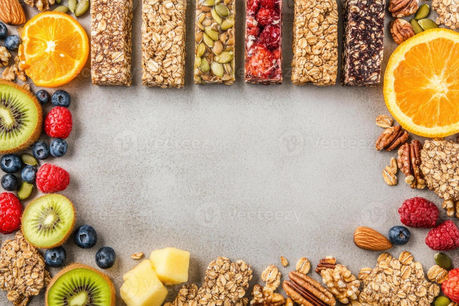 Healthy snacks with blank space. photo