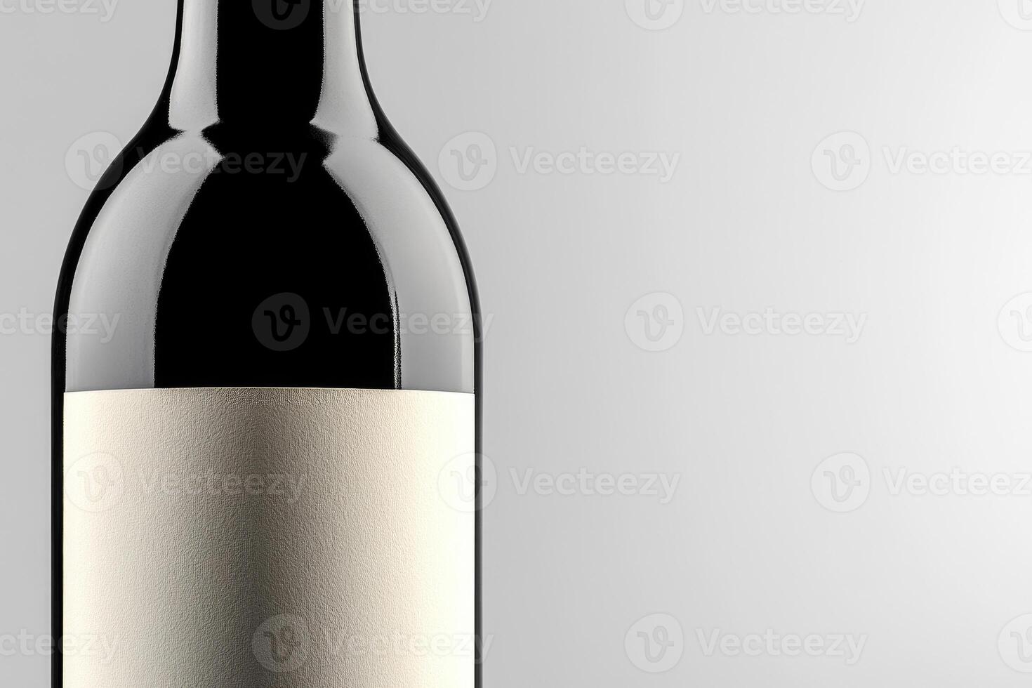 A close-up of a wine bottle label with a blank space beside it. photo