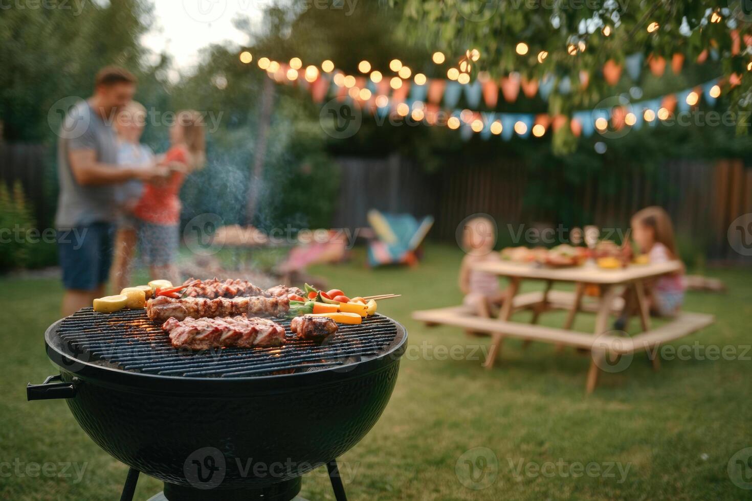 Family Barbecue in the Backyard photo