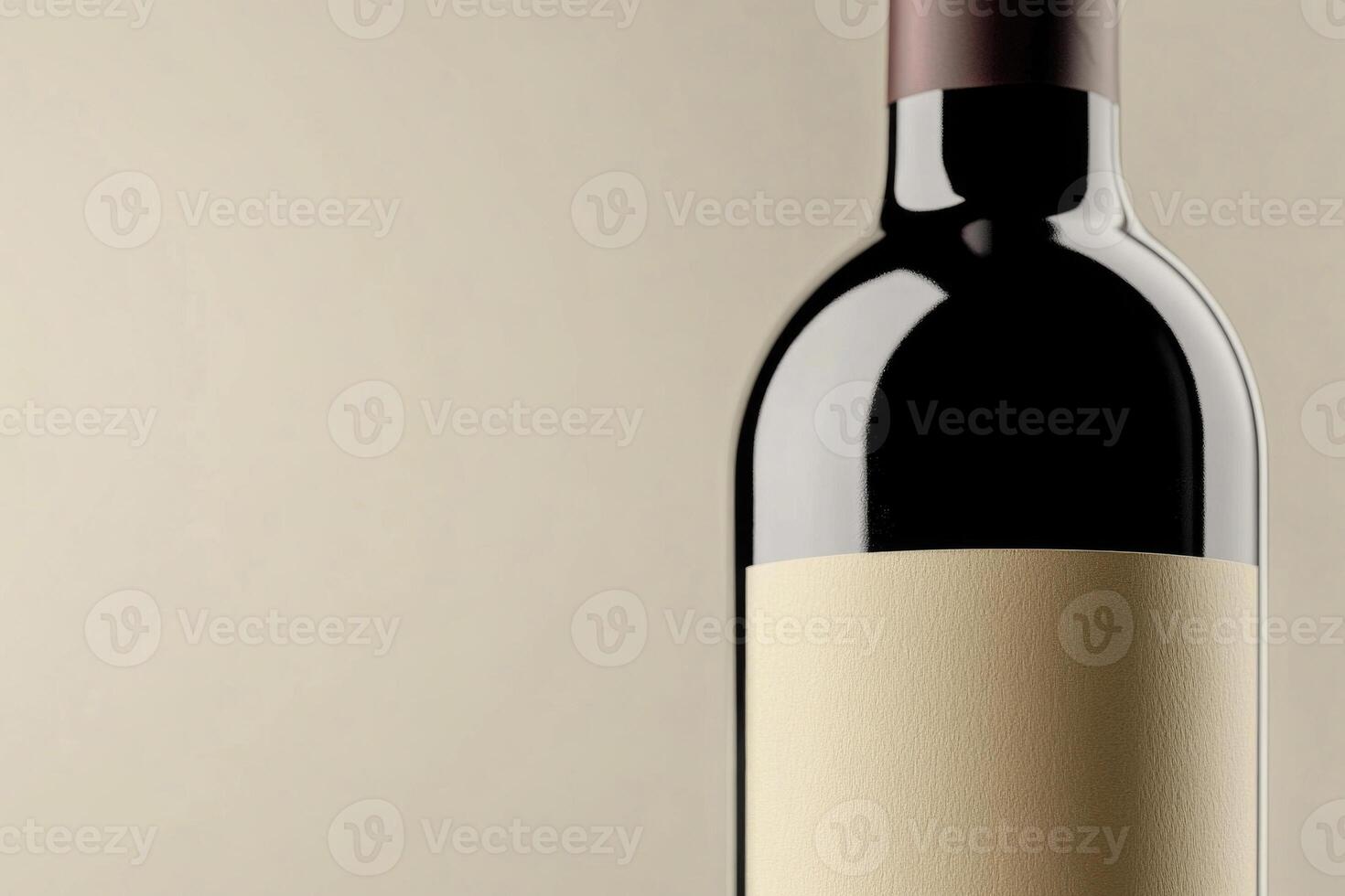 A close-up of a wine bottle label with a blank space beside it. photo