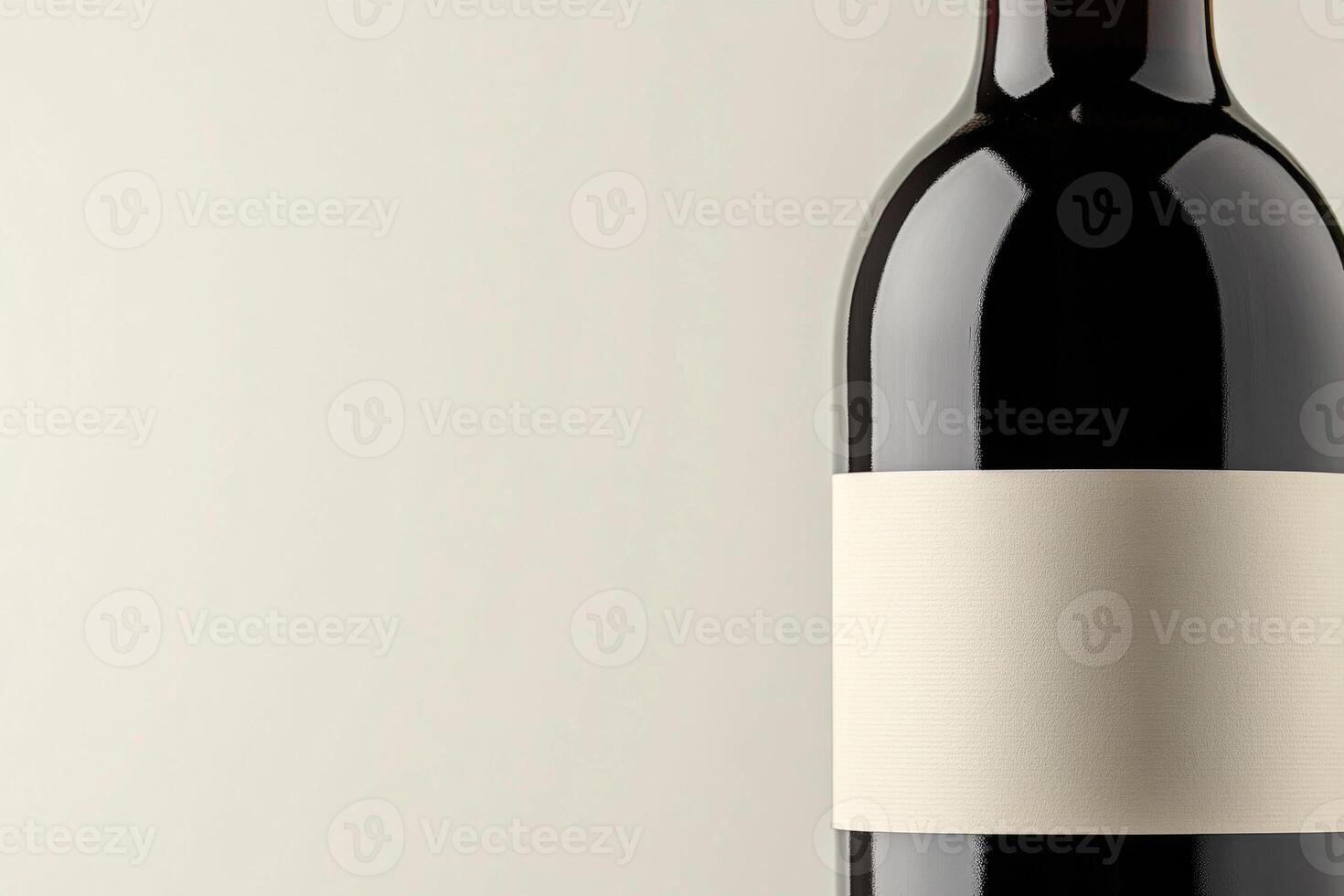 A close-up of a wine bottle label with a blank space beside it. photo