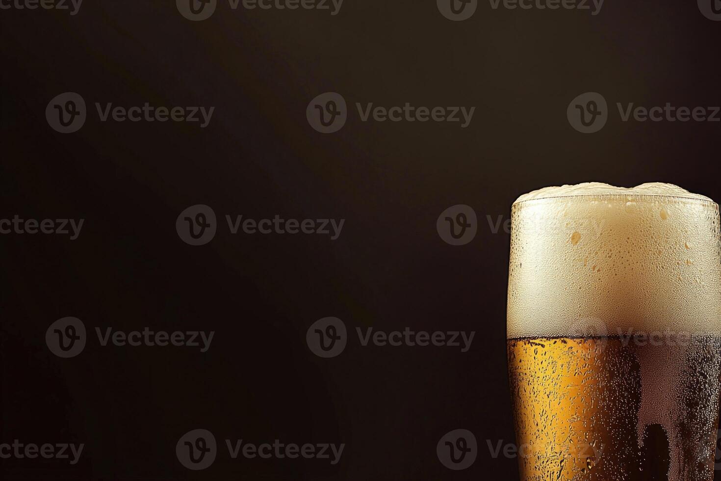 Beer banner with frothy mug and empty space for design. photo