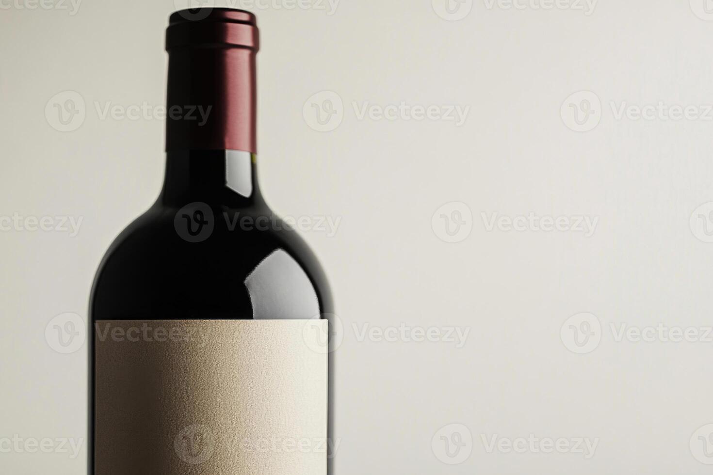 A close-up of a wine bottle label with a blank space beside it. photo