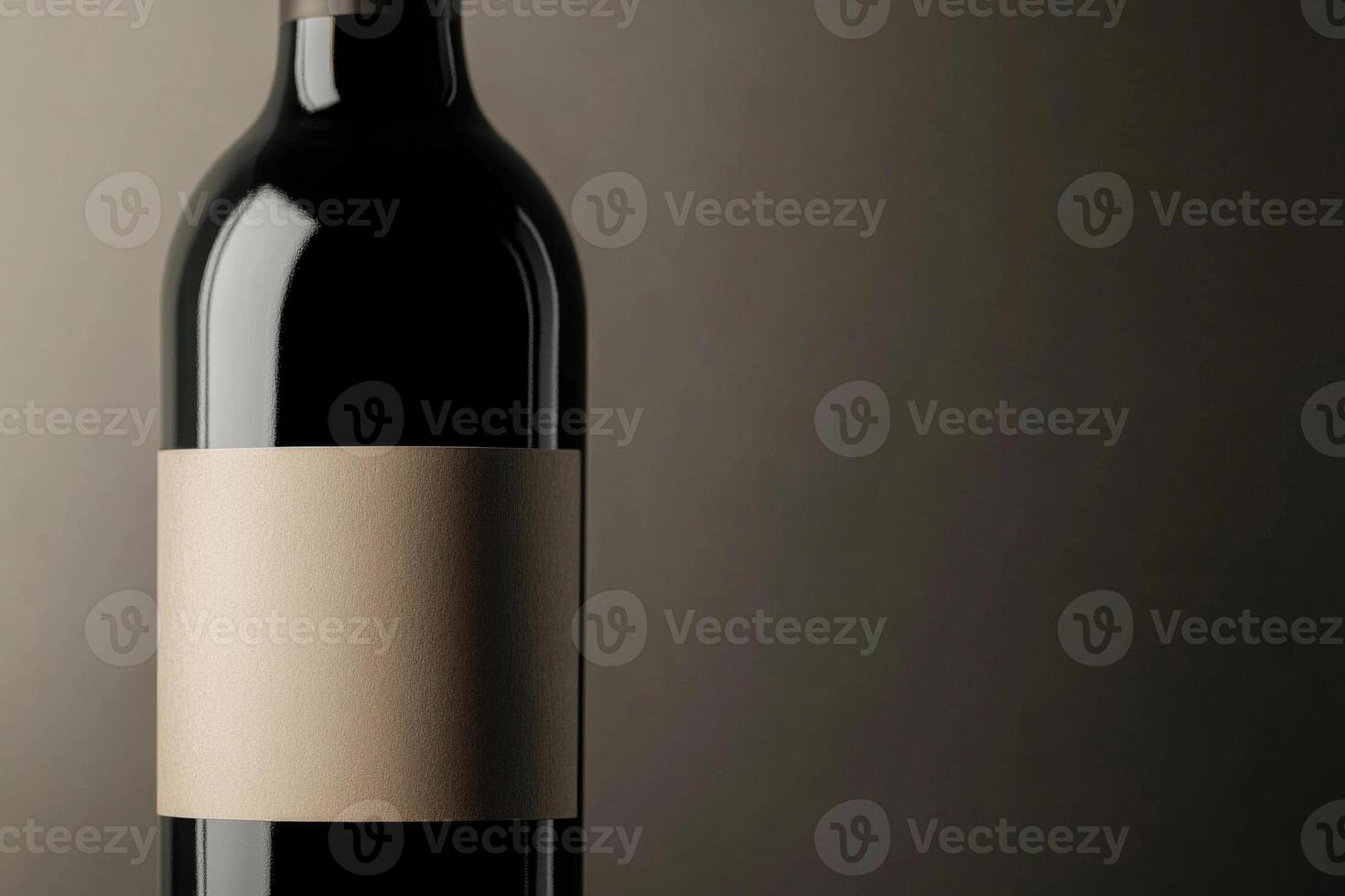 A close-up of a wine bottle label with a blank space beside it. photo