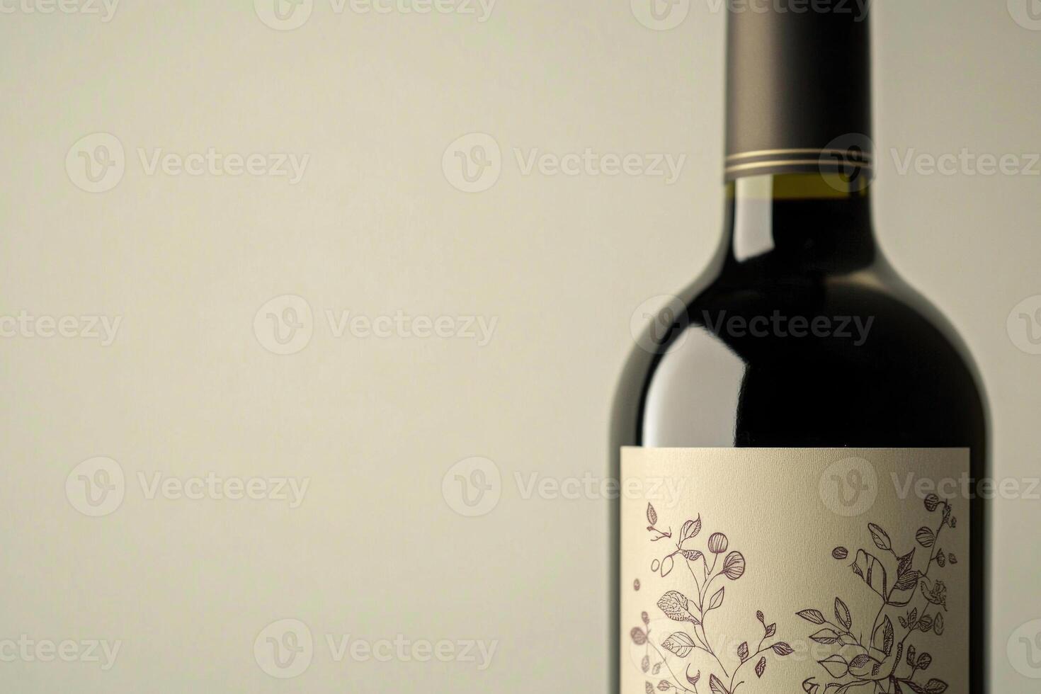 A close-up of a wine bottle label with a blank space beside it. photo