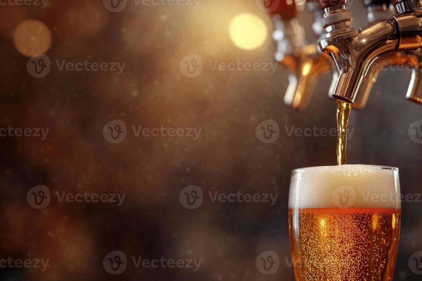 Beer banner with a draft tap and empty space for custom text. photo