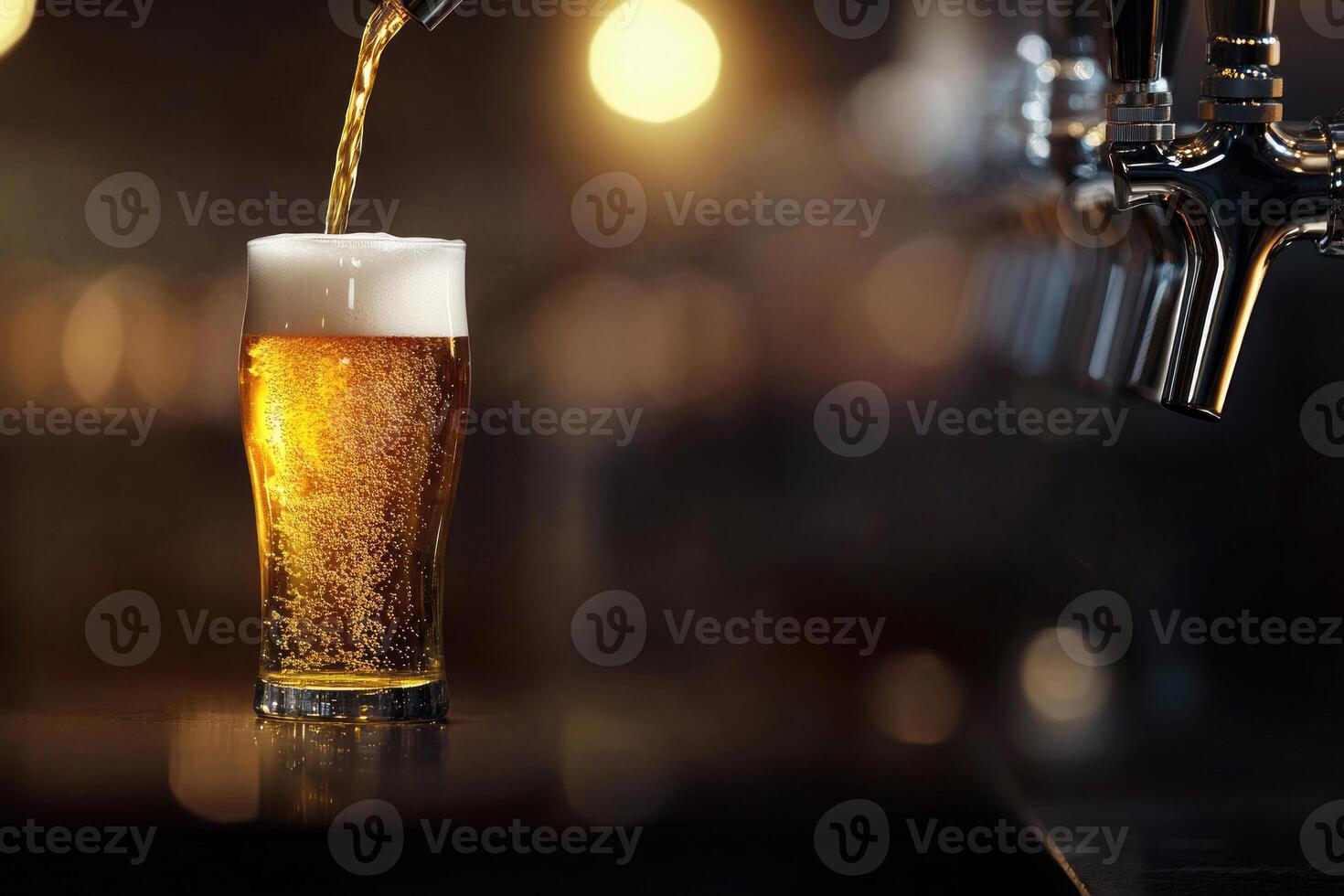 Beer banner with a draft tap and empty space for custom text. photo