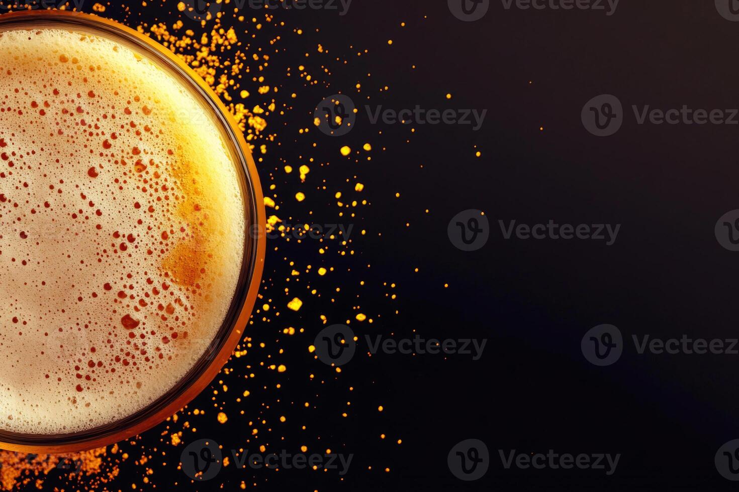 Beer banner with frothy mug and empty space for design. photo