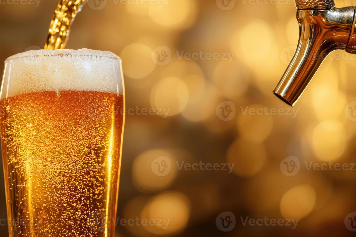 Beer banner with a draft tap and empty space for custom text. photo