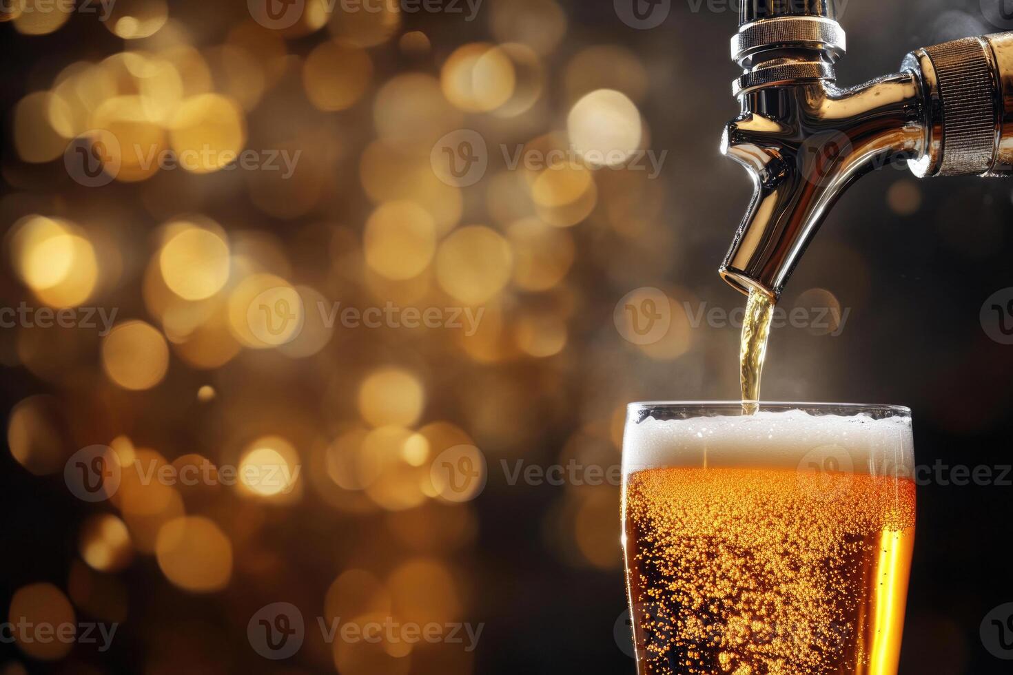 Beer banner with a draft tap and empty space for custom text. photo