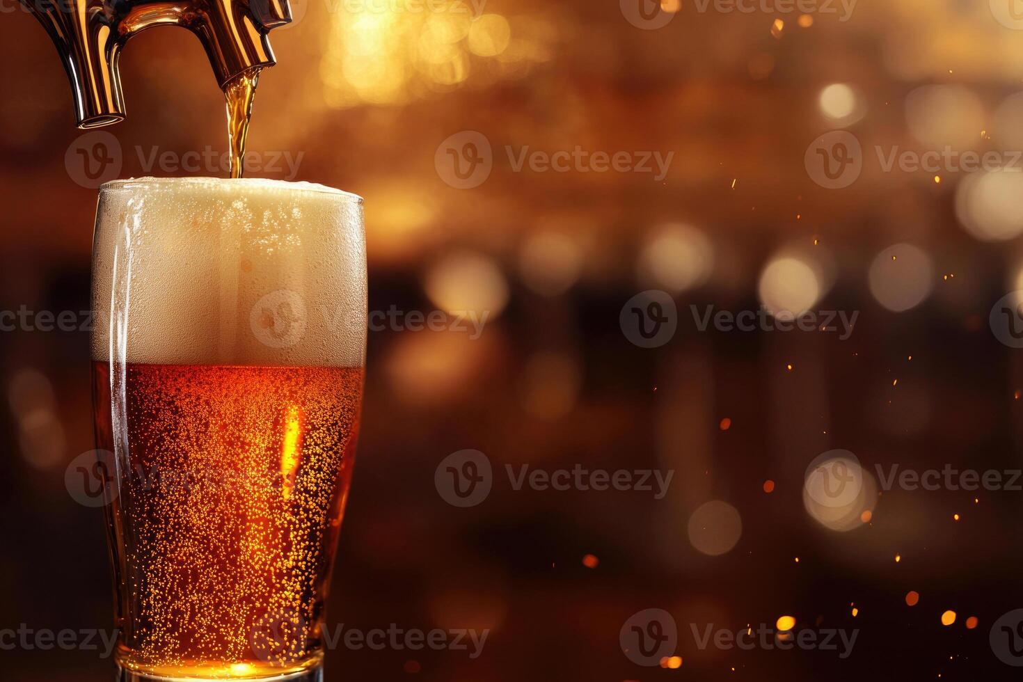 Beer banner with a draft tap and empty space for custom text. photo