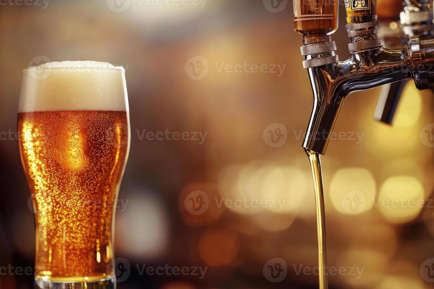 Beer banner with a draft tap and empty space for custom text. photo