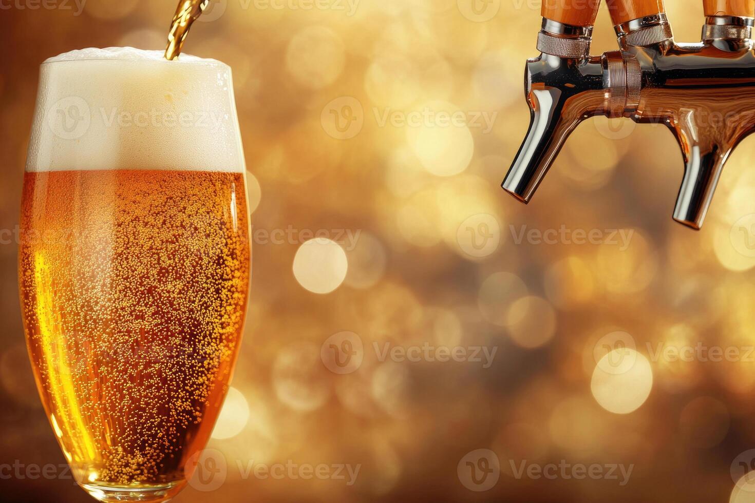 Beer banner with a draft tap and empty space for custom text. photo