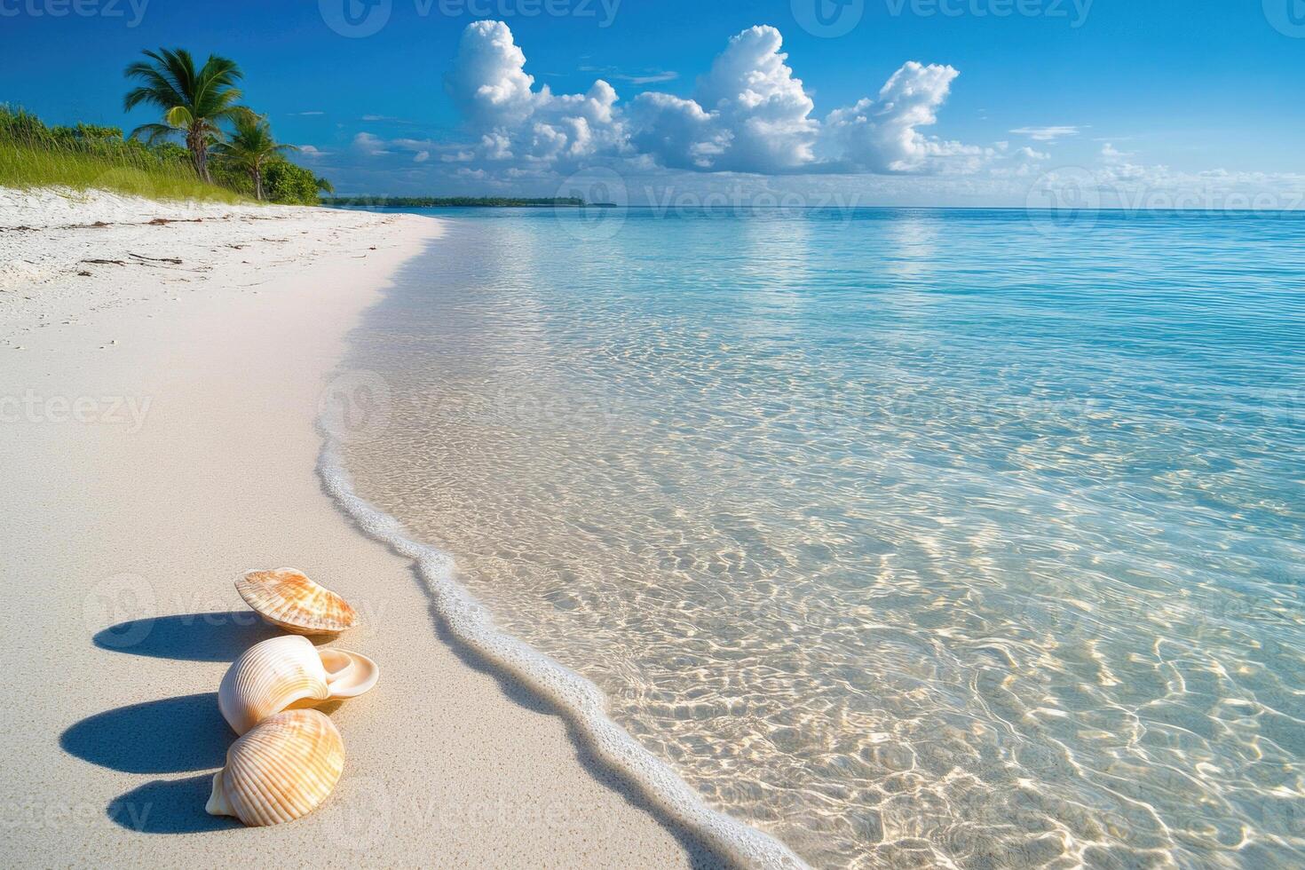 Sunlit Beach with Clear Waters photo