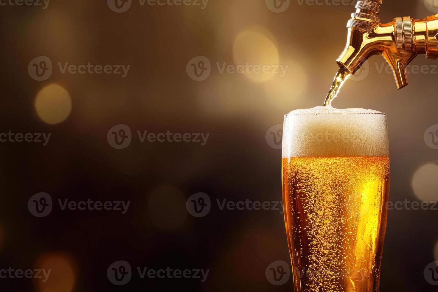 Beer banner with a draft tap and empty space for custom text. photo
