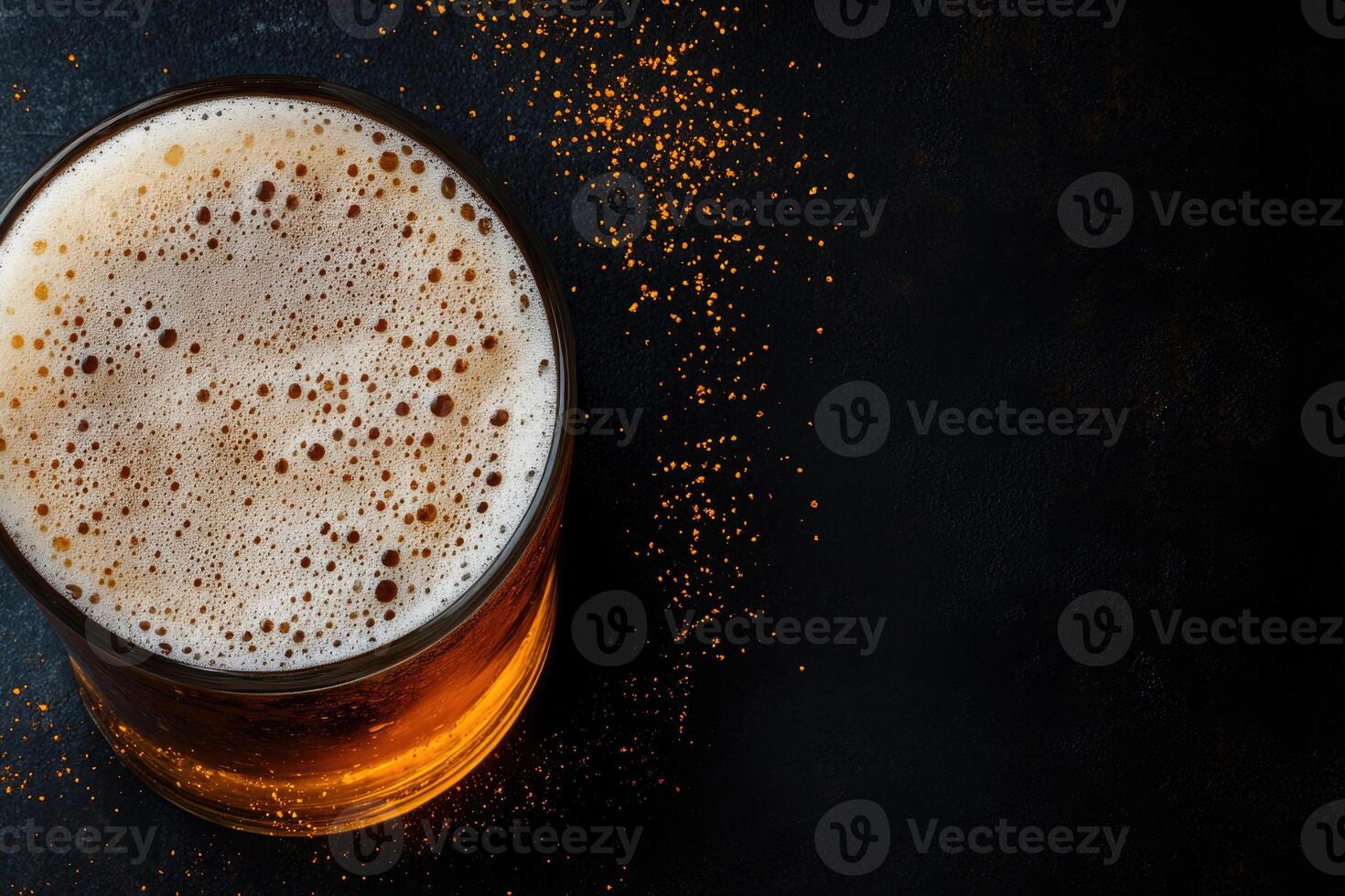 Beer banner with frothy mug and empty space for design. photo