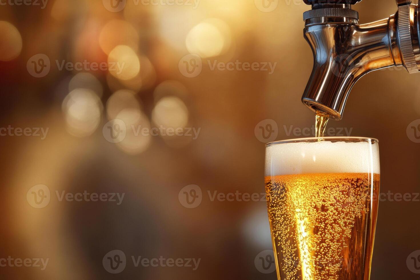 Beer banner with a draft tap and empty space for custom text. photo