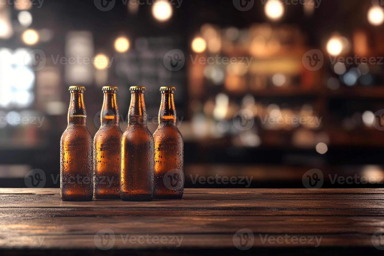 Beer banner with multiple bottles and empty space for customization. photo