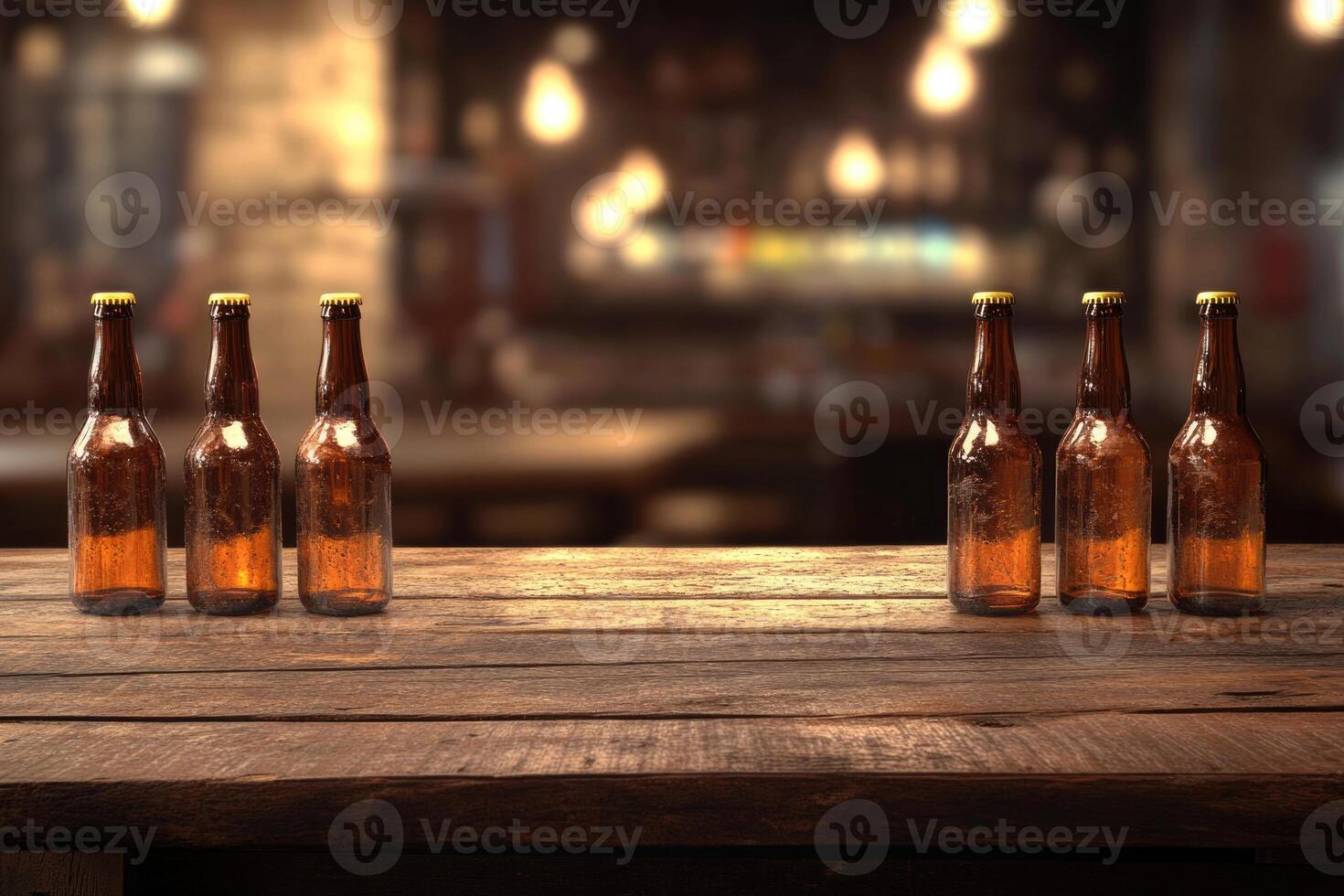 Beer banner with multiple bottles and empty space for customization. photo