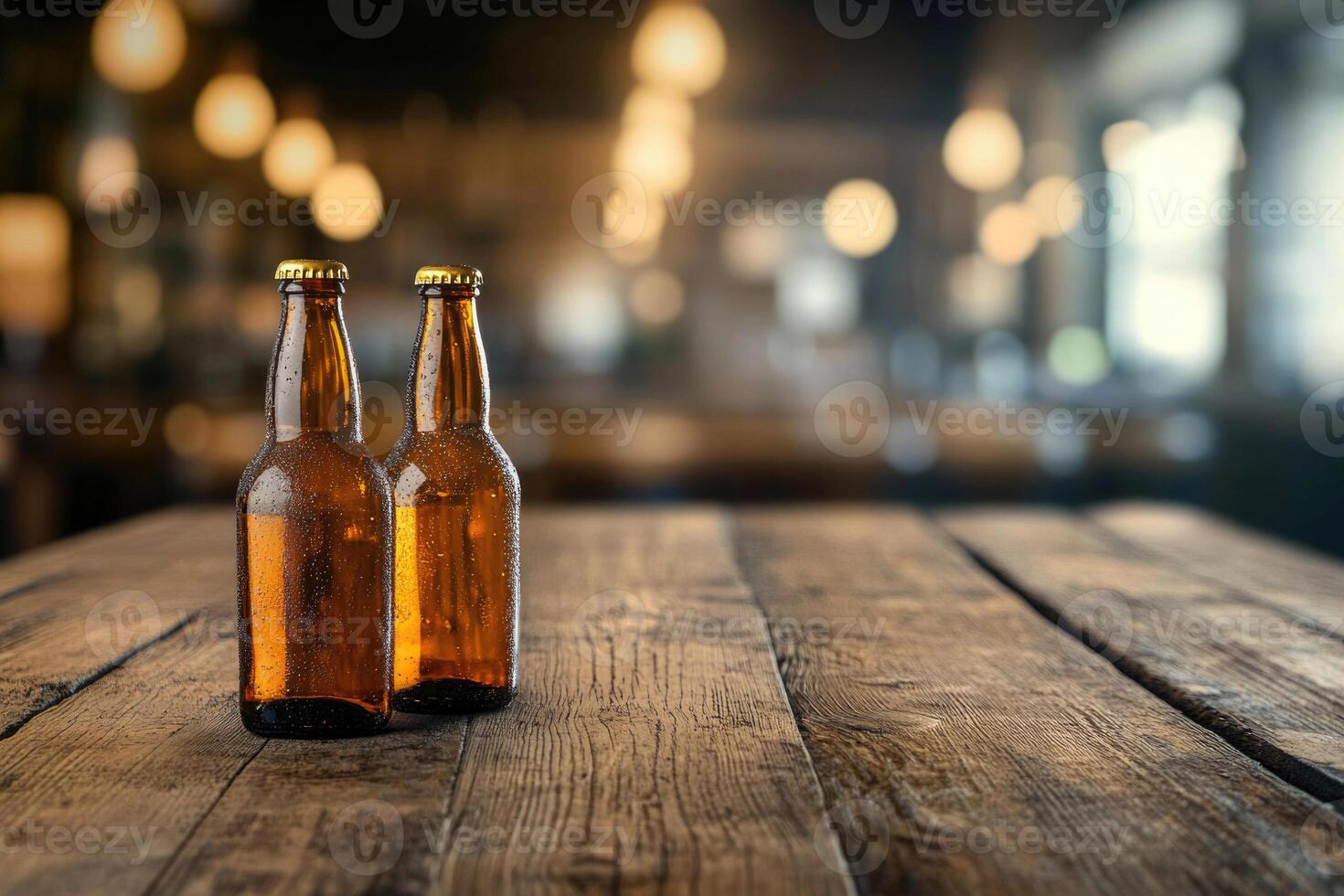 Beer banner with multiple bottles and empty space for customization. photo