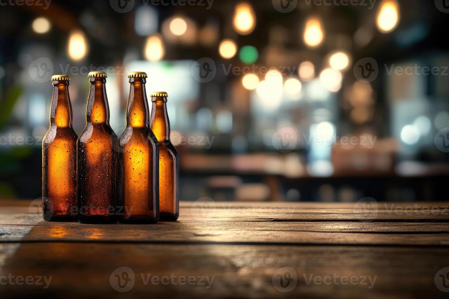 Beer banner with multiple bottles and empty space for customization. photo