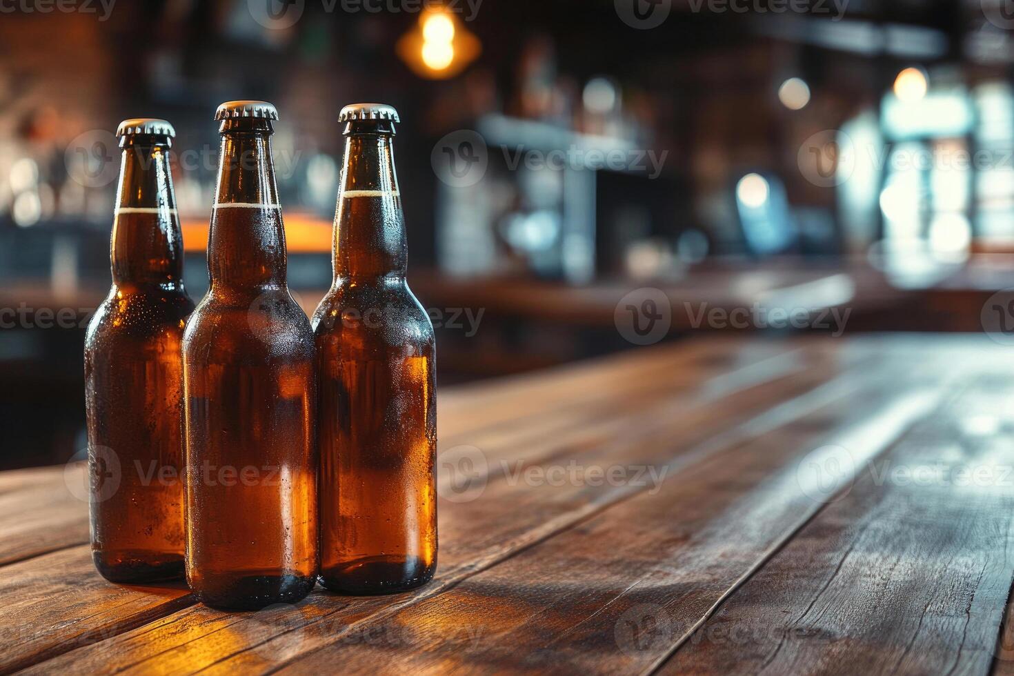 Beer banner with multiple bottles and empty space for customization. photo