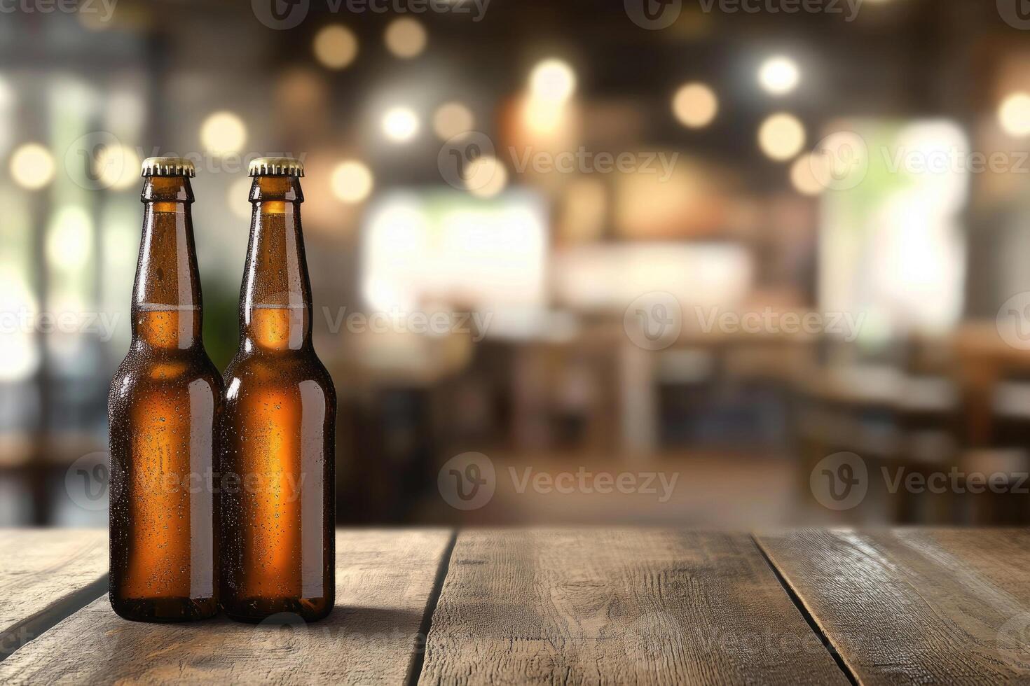 Beer banner with multiple bottles and empty space for customization. photo