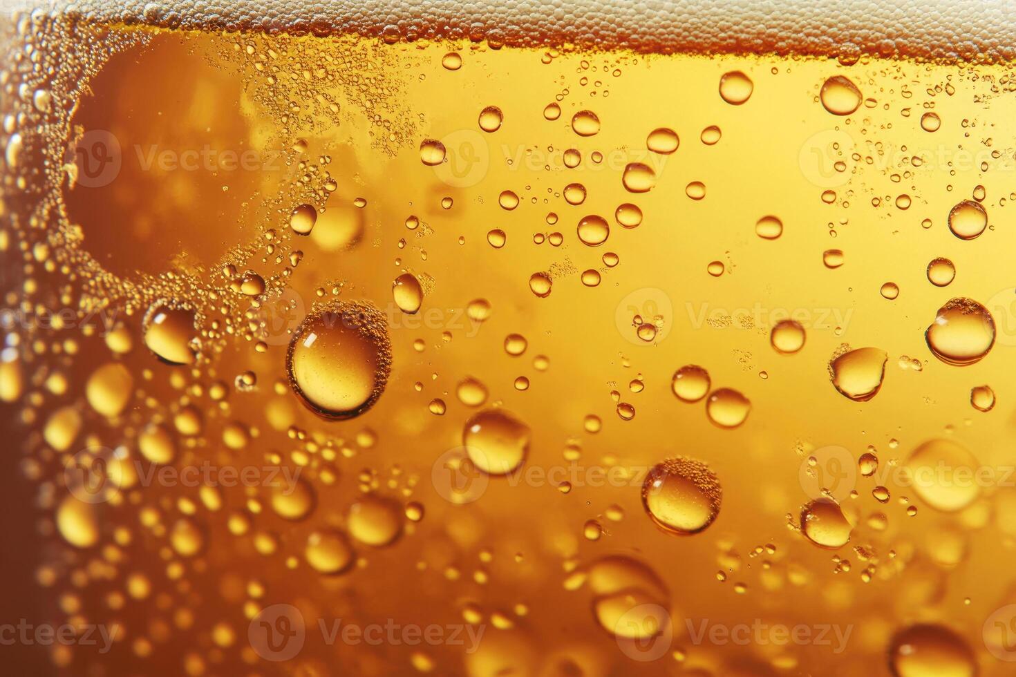 Beer banner with a close-up of beer bubbles and space for text. photo