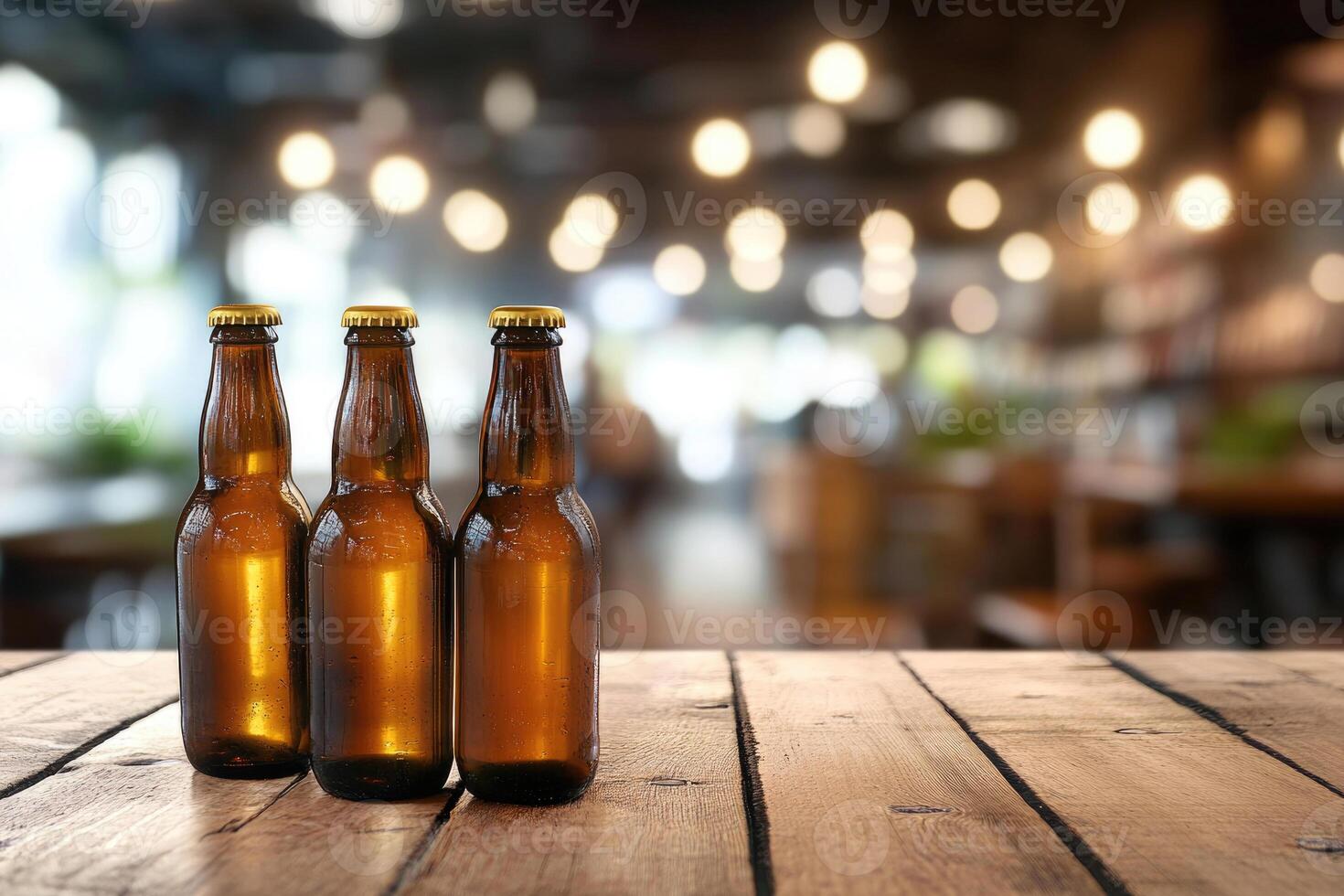 Beer banner with multiple bottles and empty space for customization. photo