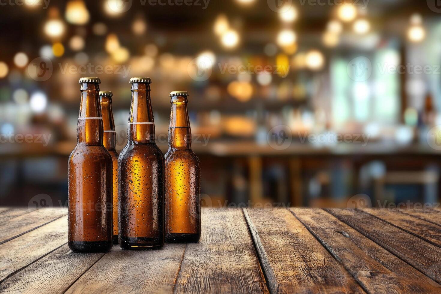 Beer banner with multiple bottles and empty space for customization. photo