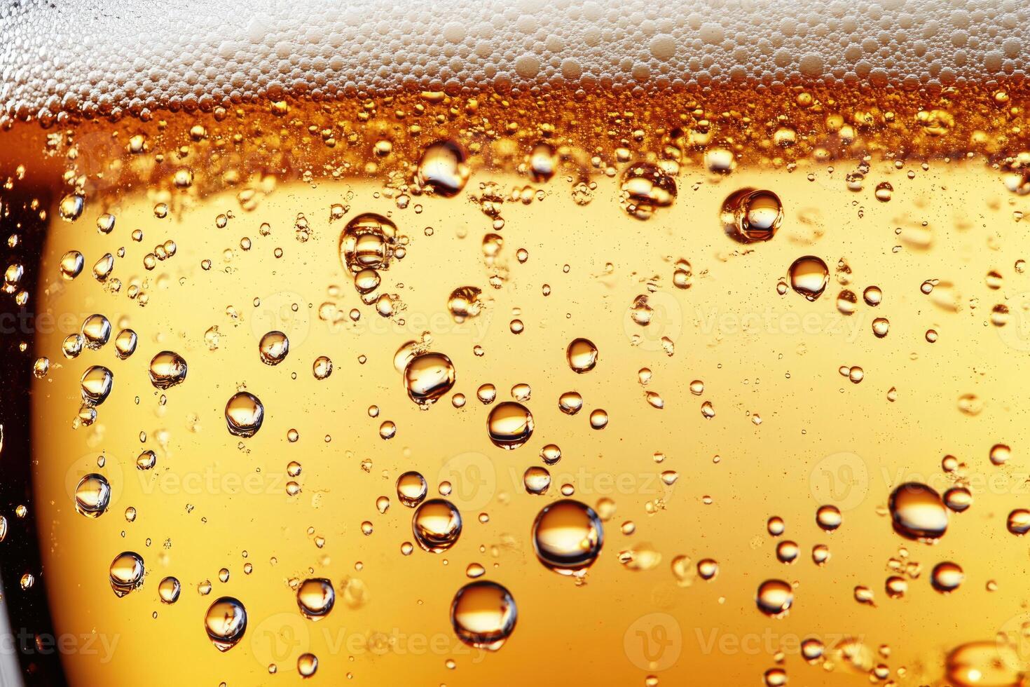 Beer banner with a close-up of beer bubbles and space for text. photo
