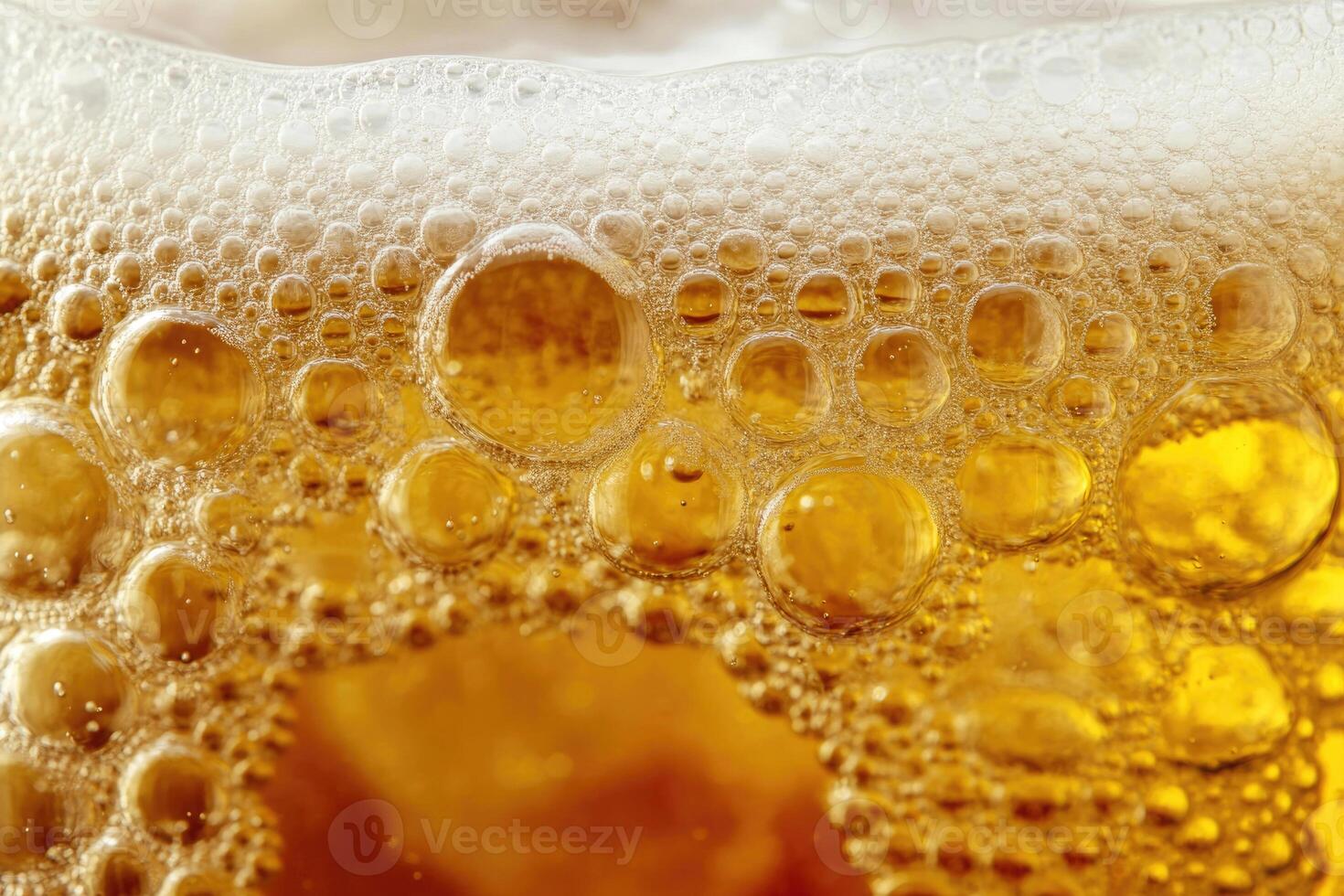 Beer banner with a close-up of beer bubbles and space for text. photo