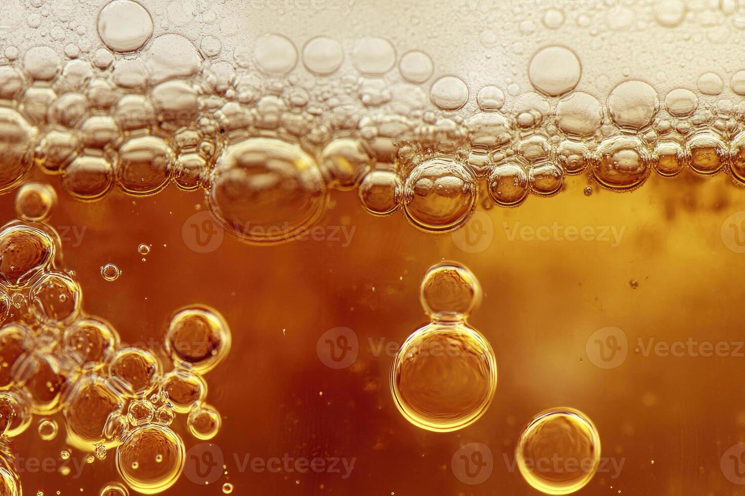 Beer banner with a close-up of beer bubbles and space for text. photo