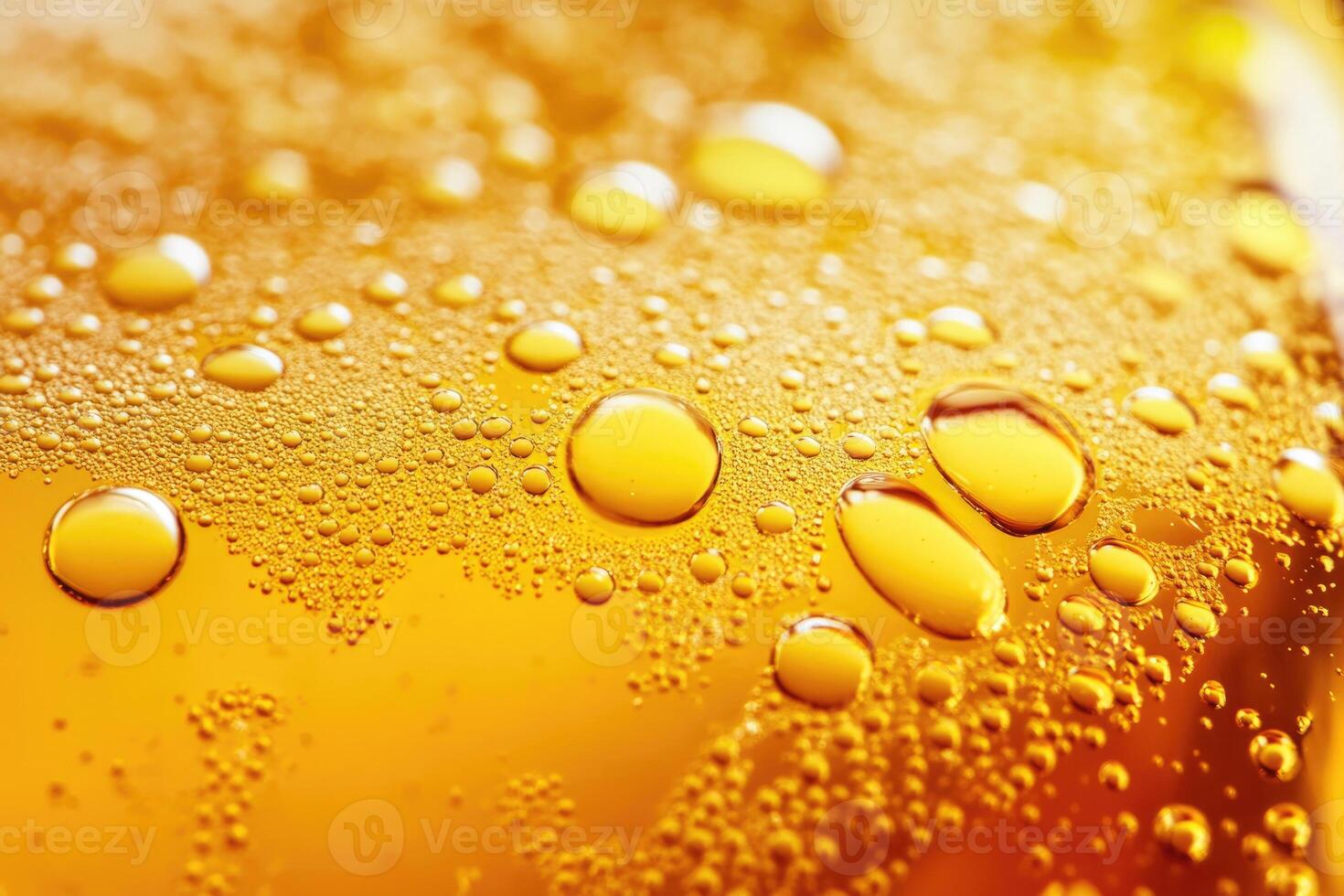 Beer banner with a close-up of beer bubbles and space for text. photo