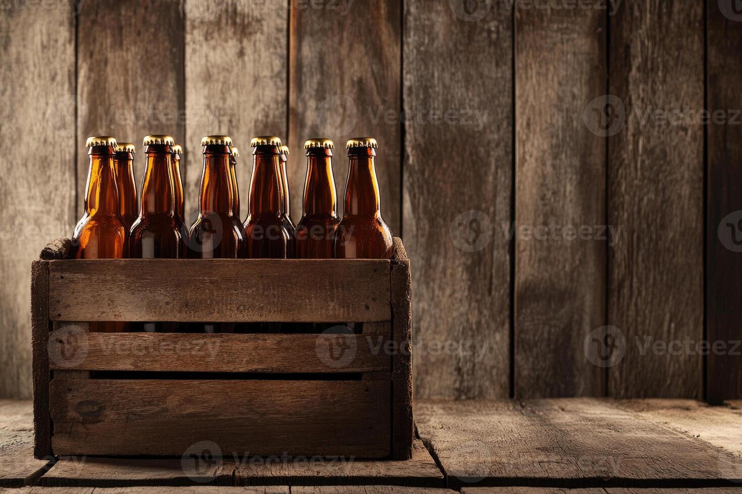 Beer banner with a beer crate and space for custom design. photo