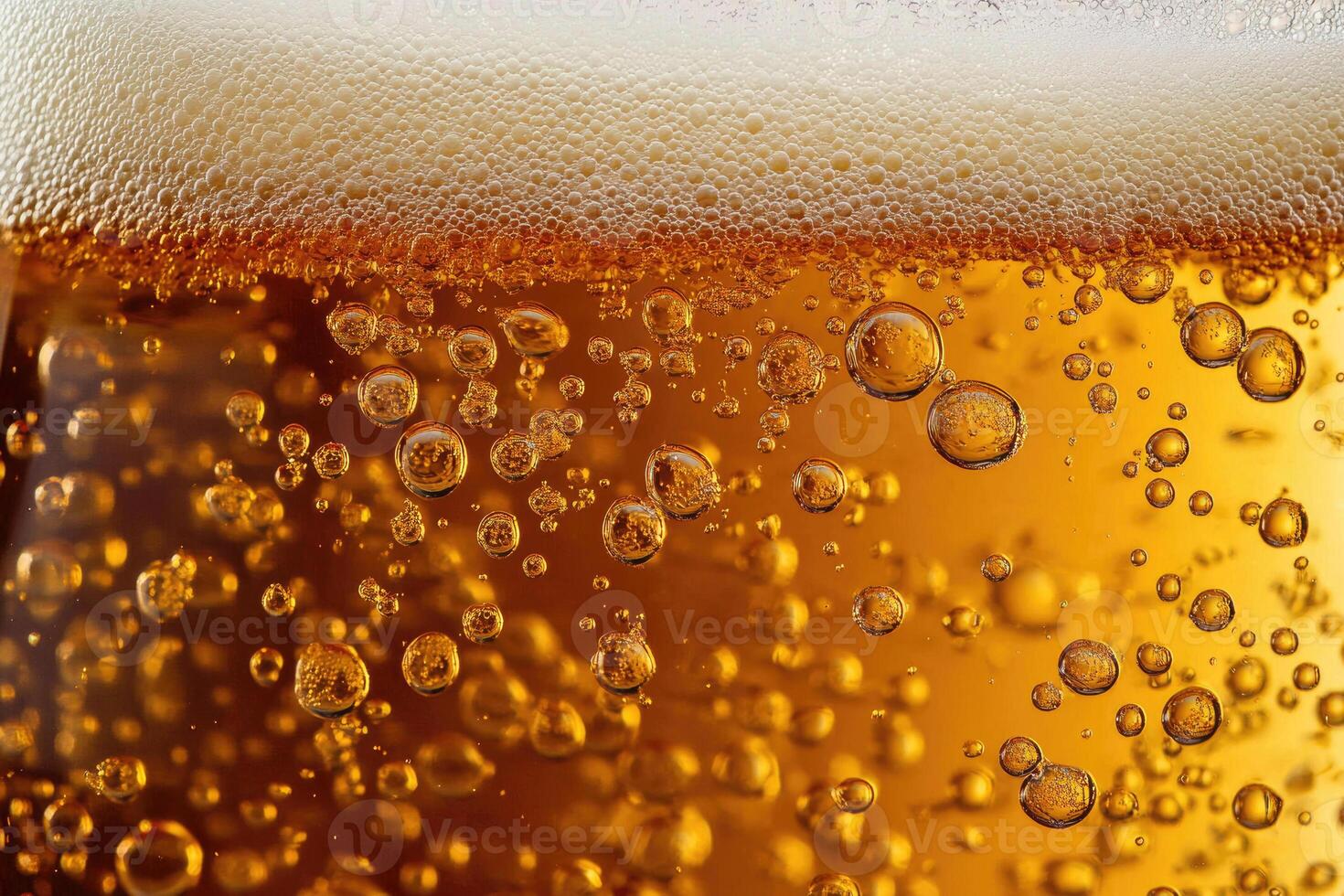 Beer banner with a close-up of beer bubbles and space for text. photo