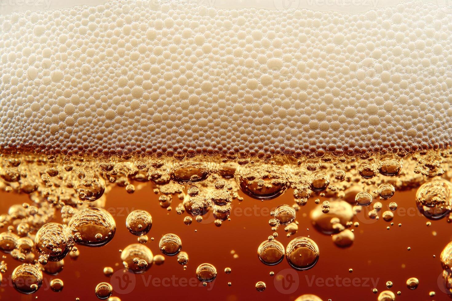 Beer banner with a close-up of beer bubbles and space for text. photo