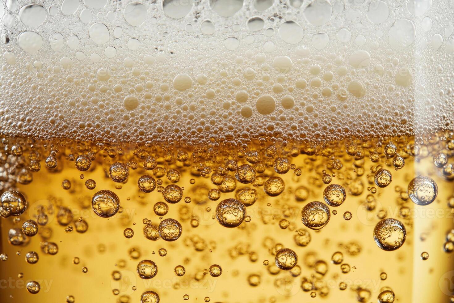 Beer banner with a close-up of beer bubbles and space for text. photo