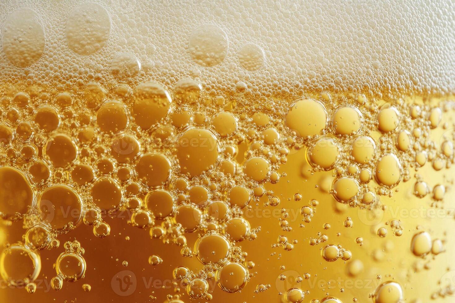 Beer banner with a close-up of beer bubbles and space for text. photo