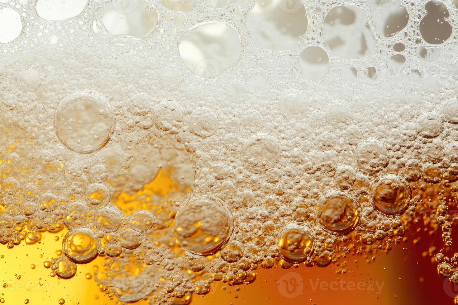 Beer banner with a close-up of beer bubbles and space for text. photo