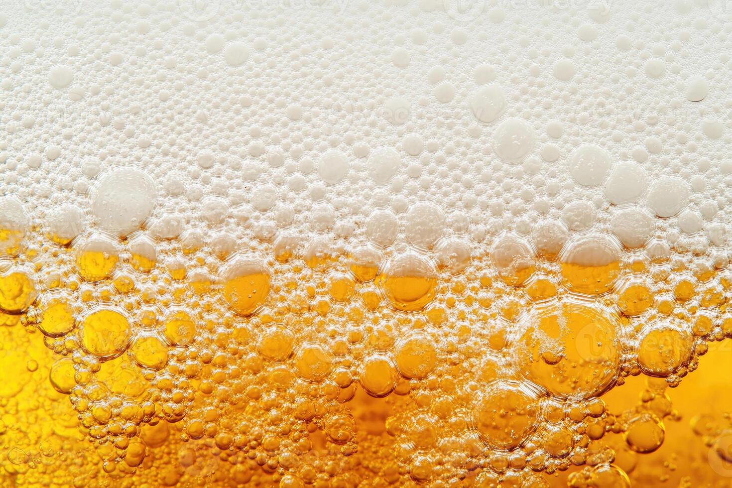 Beer banner with a close-up of beer bubbles and space for text. photo