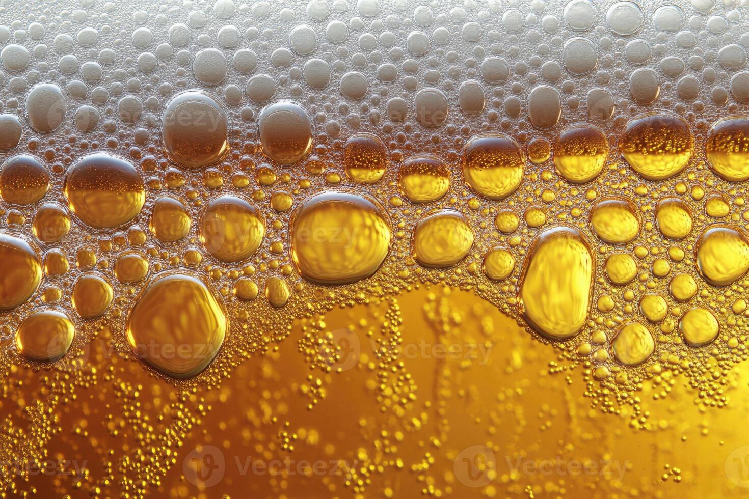 Beer banner with a close-up of beer bubbles and space for text. photo