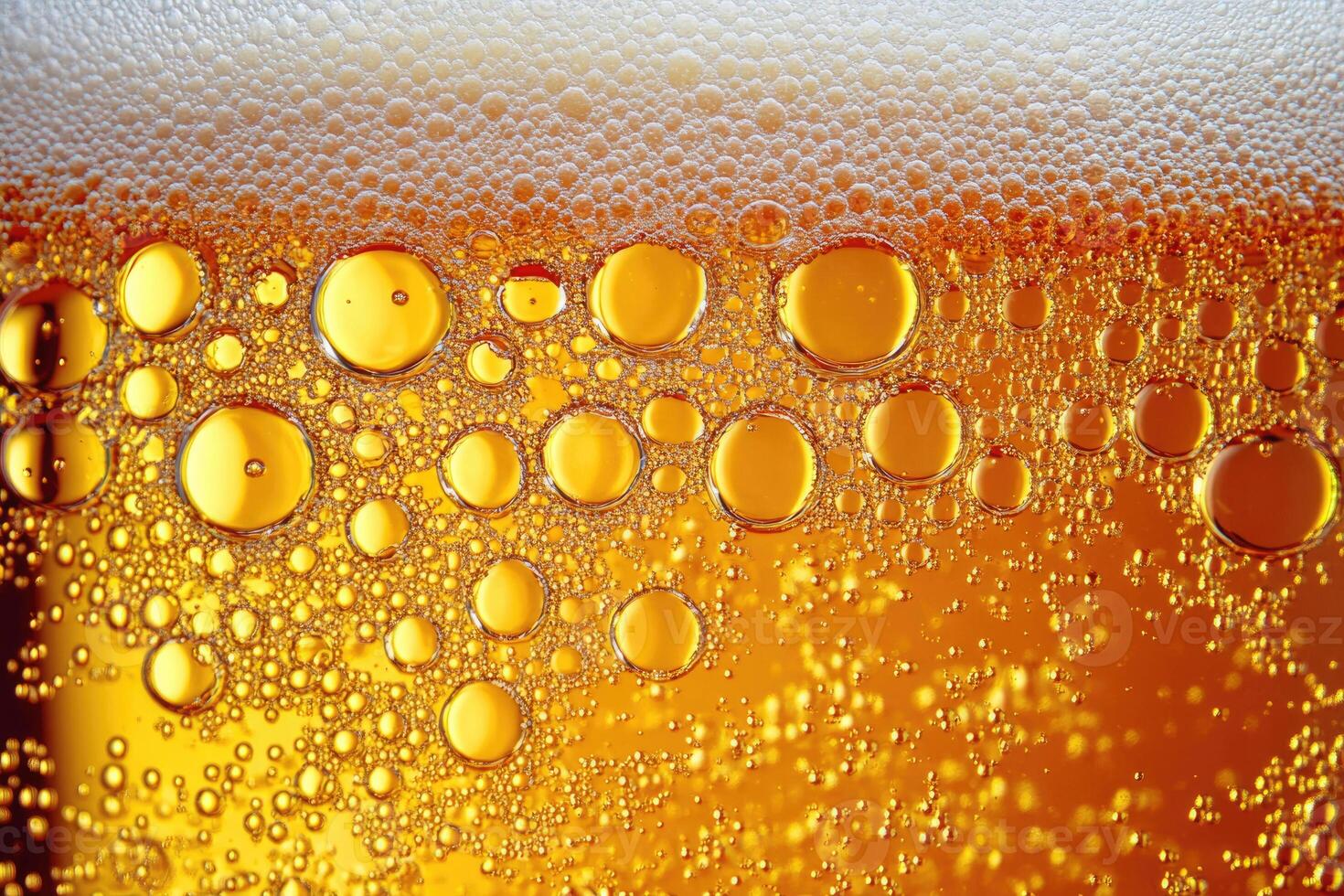Beer banner with a close-up of beer bubbles and space for text. photo